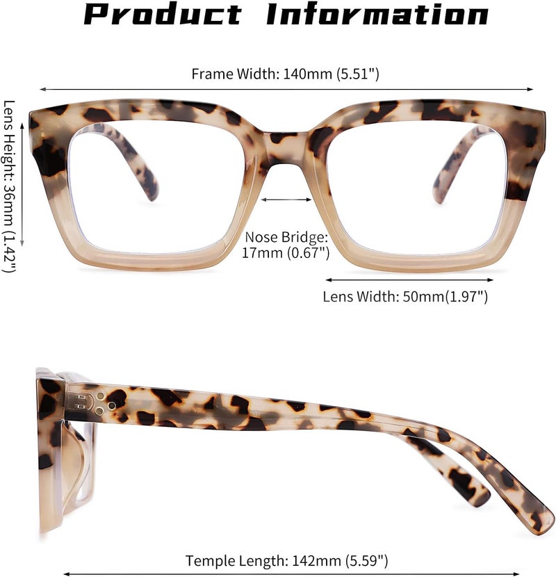 COASION Classic Non-prescription Clear Lens Eyeglasses for Women Thick Square Frame Eyewear - Image 4
